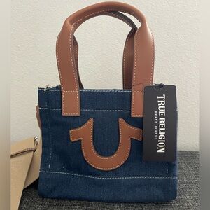 True Religion Denim and Tan Tote Bag